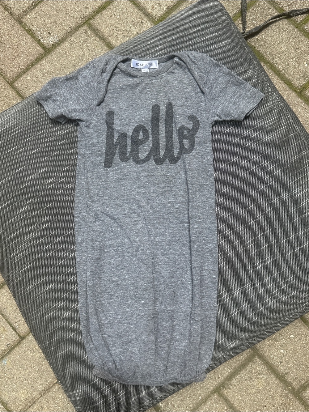 Joah Love Gray "Hello" Baby Sleep Gown - Soft Heather Knit